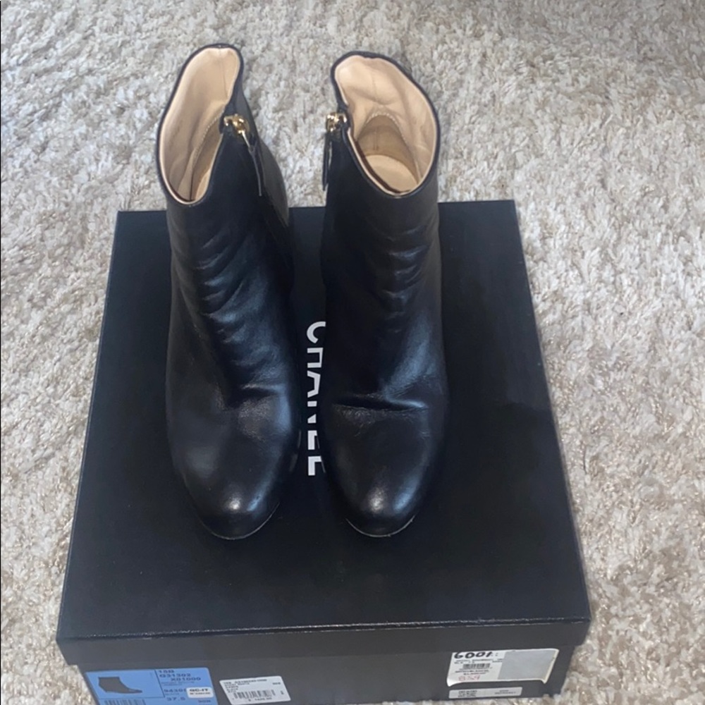 CHANEL Lambskin Size 37.5 CC Logo Wedge